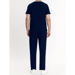 Men's 2-piece Workwear Set, Short Sleeve V Neck Shirt With Pocket Design & Pants Set, Men's Uniform